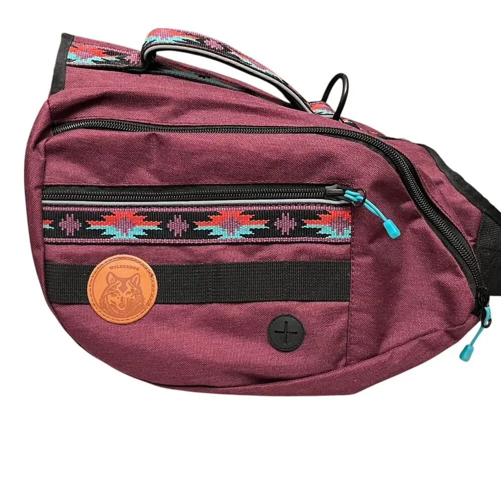 Wilderdog Dog Backpack Medium Burgundy Trail Hiking Saddle Bag Camping Pack